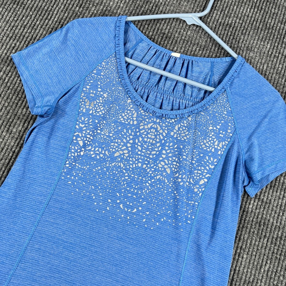 Lululemon Shirt Womens Size 6 Blue Short Sleeve Performance Active Running Top
